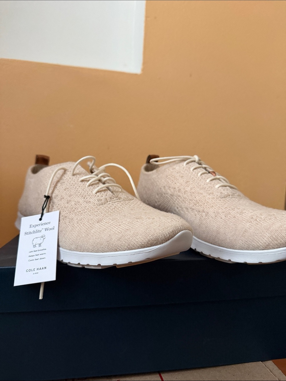 Cole Haan Women’s Beige Knit Sneakers with White Sole